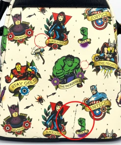 Modern Pinup Loungefly Marvel Tattoo Flash Mini Backpack DEFECTIVE #231