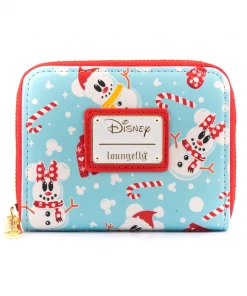 Modern Pinup Loungefly Disney Mickey Minnie Snowman AOP Zip Around Wallet Wallets