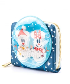 Modern Pinup Loungefly Disney Snowman Mickey Minnie Snow Globe Zip Around Wallet Wallets