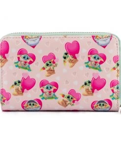 Modern Pinup Loungefly Star Wars Mandalorian Grogu Valentines Zip Around Wallet