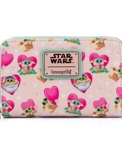Modern Pinup Loungefly Star Wars Mandalorian Grogu Valentines Zip Around Wallet