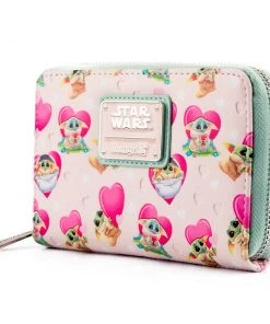 Modern Pinup Loungefly Star Wars Mandalorian Grogu Valentines Zip Around Wallet
