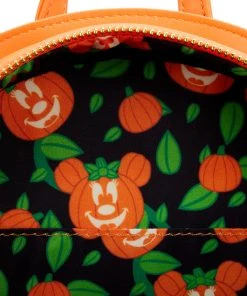 Modern Pinup Loungefly Disney Glow Face Minnie Pumpkin Mini Backpack Waitlist