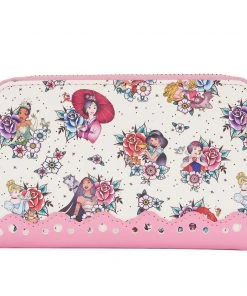 Modern Pinup Wallets Loungefly Disney Princess Tattoo AOP Zip Around Wallet