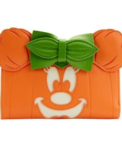 Modern Pinup Loungefly Disney Glow Face Pumpkin Minnie Flap Wallet