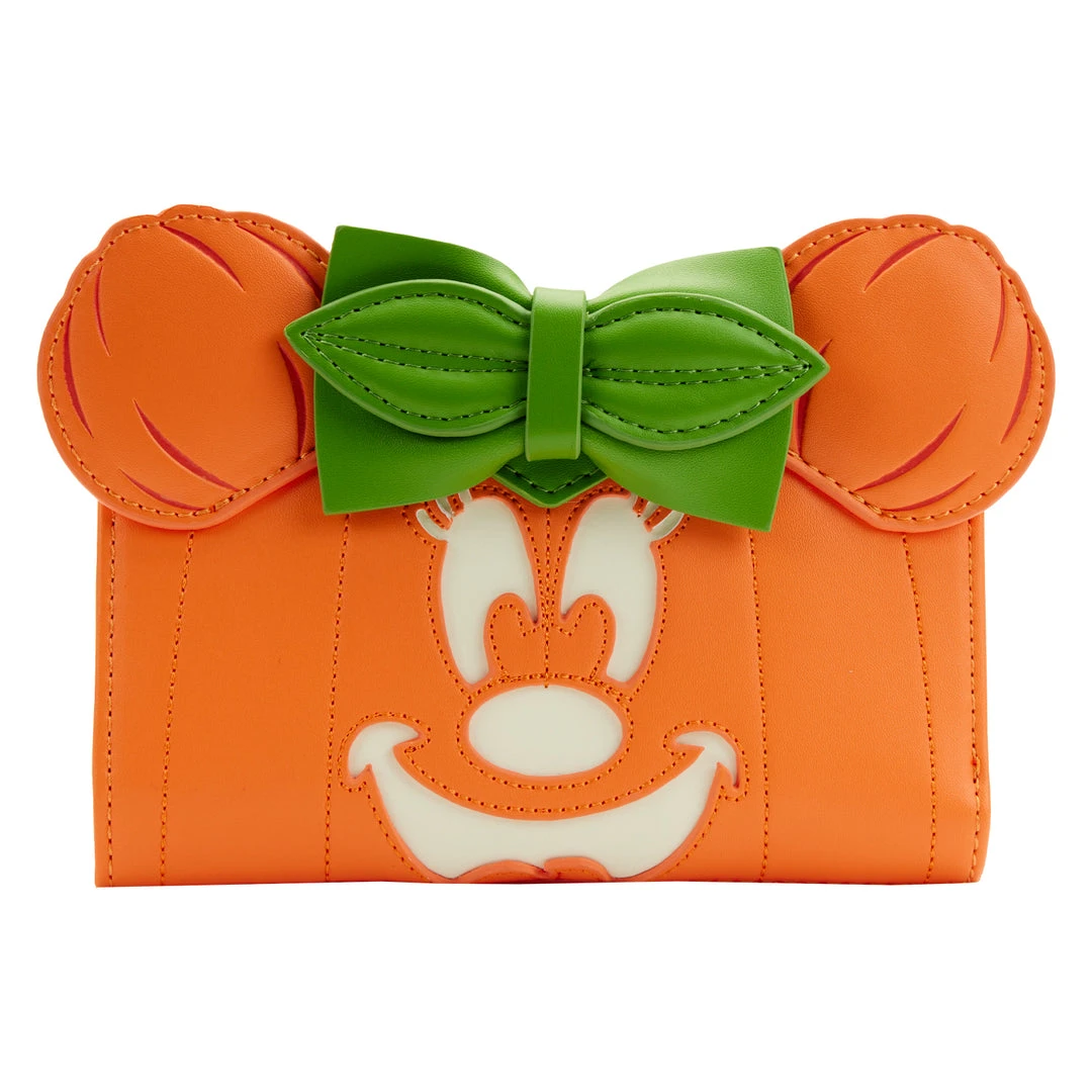 Modern Pinup Loungefly Disney Glow Face Pumpkin Minnie Flap Wallet 1 Modern Pinup Loungefly Disney Glow Face Pumpkin Minnie Flap Wallet
