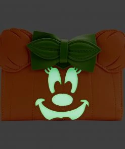 Modern Pinup Loungefly Disney Glow Face Pumpkin Minnie Flap Wallet