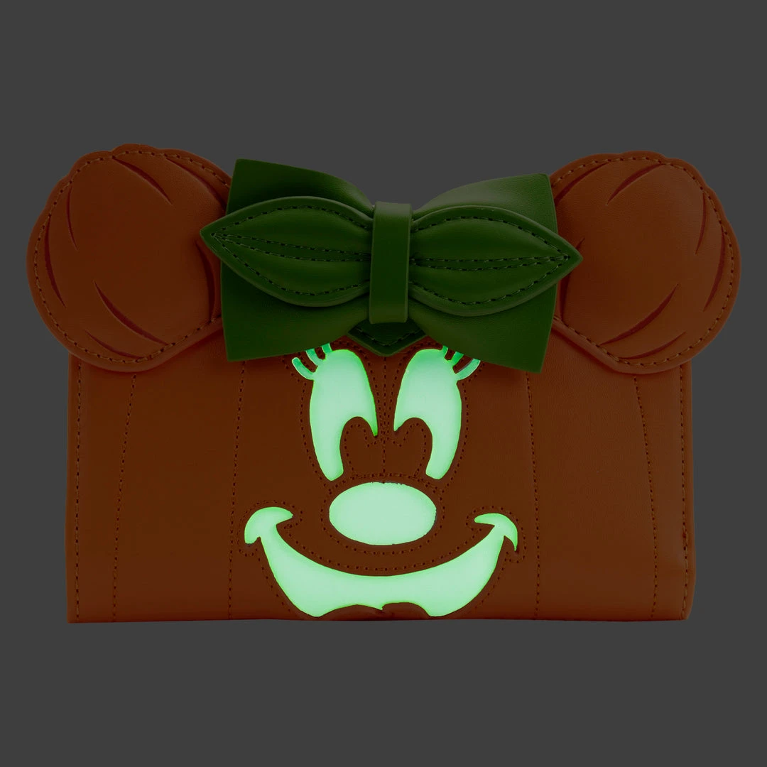 Modern Pinup Loungefly Disney Glow Face Pumpkin Minnie Flap Wallet 2 Modern Pinup Loungefly Disney Glow Face Pumpkin Minnie Flap Wallet
