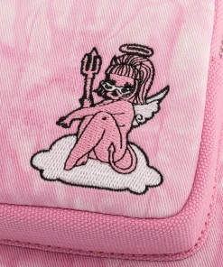 Modern Pinup Loungefly Valfre Pink Acid Wash Denim Angel Backpack Bags