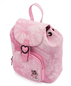 Modern Pinup Loungefly Valfre Pink Acid Wash Denim Angel Backpack Bags