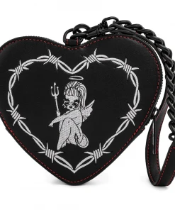 Modern Pinup Wallets Loungefly Valfre Black Heart Shape Coinbag Wristlet
